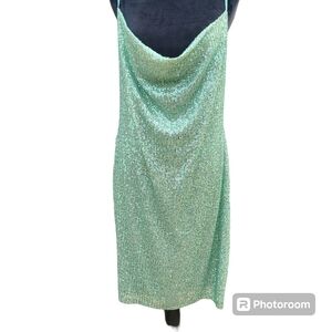 Juniors' Speechless Sequin Mini Slip Dress Color AQUA Size 1X Adjustable Straps